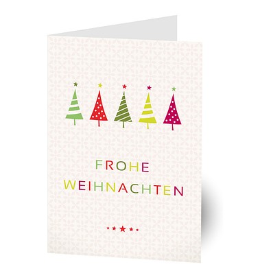 Grußkarte Weihnachten, Motiv Weihnachtsbäume, Danke an Partner