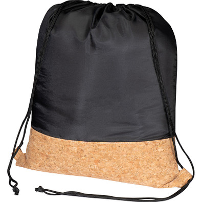 Gymbag aus Polyester mit Korkboden, schwarz