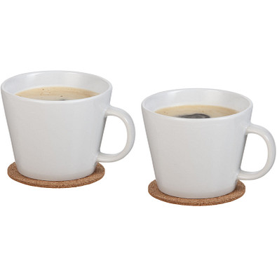 SEASONS Tassen-Set Hartley mit Untersetzer, 2-teilig, weuß/braun SEASONS Tassen-Set Hartley mit Untersetzer, 2-teilig, weuß/braun