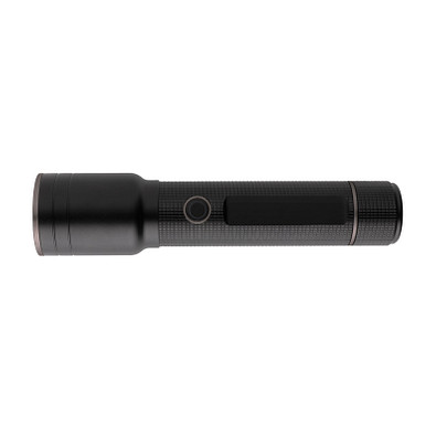 Heavy-Duty USB-Taschenlampe aus RCS recyceltem Aluminium, schwarz