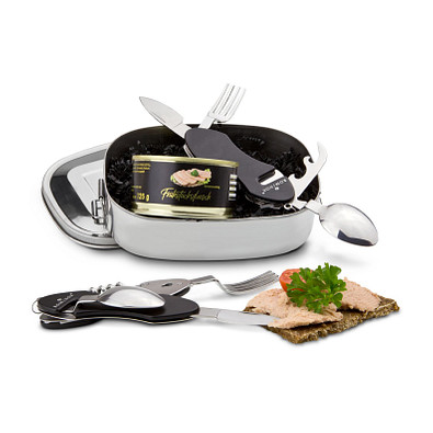 Herzhafte Outdoor-Box, schwarz-silber