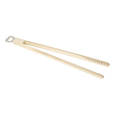 Holz-Grillzange Opener mit Kapselheber, 43 cm, natur