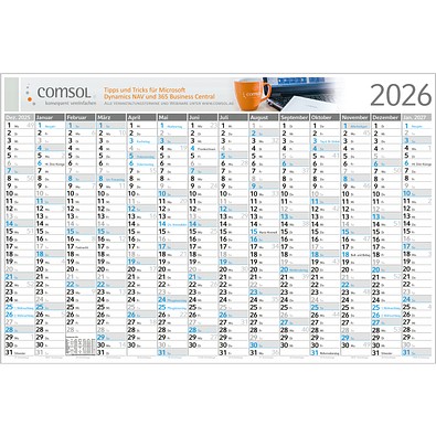 Geiger-Notes Wandplaner Horizont Bestseller, L, inkl. Druck, blau