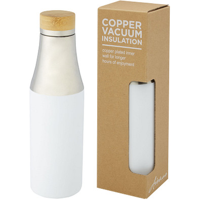 Hulan 540 ml Kupfer-Vakuum Isolierflasche mit Bambusdeckel, weiss