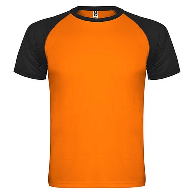 Indianapolis T-Shirt Unisex aus recyceltem Material, Fluor Orange / schwarz, XL