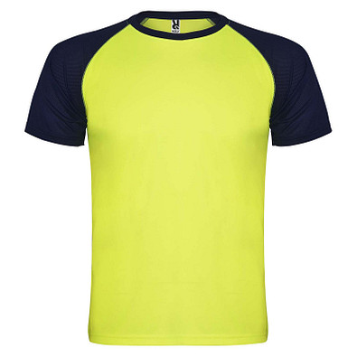 Indianapolis T-Shirt Unisex aus recyceltem Material, Fluor Yellow / schwarz, 3XL