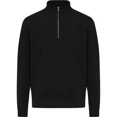 IQONIQ Elgon Quarter-Zip-Sweater aus rec. Baumwolle, schwarz, XXXL