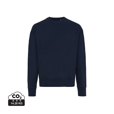 Iqoniq Kruger Relax-Rundhals-Sweater aus recycelt. Baumwolle, navy blau, XL