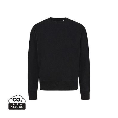 Iqoniq Kruger Relax-Rundhals-Sweater aus recycelt. Baumwolle, schwarz, XL