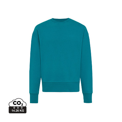Iqoniq Kruger Relax-Rundhals-Sweater aus recycelt. Baumwolle, verdigris, XS