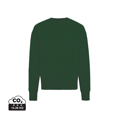 Iqoniq Kruger Relax-Rundhals-Sweater aus recycelt. Baumwolle, waldgrün, S