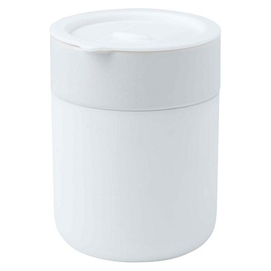 Java 330 ml Keramikbecher mit Silikonhülle und Kunststoffdeckel, weiss