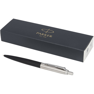 PARKER Druckkugelschreiber Jotter XL matt mit Chromverzierung, blaue Mine, schwarz