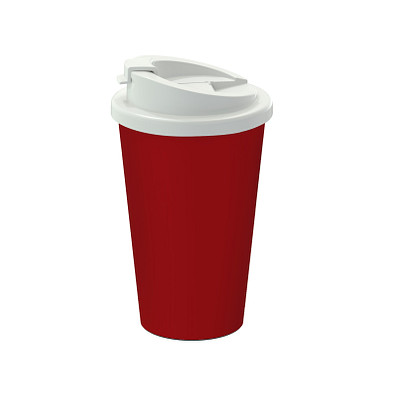 Kaffeebecher Premium Deluxe, 350 ml, standard-rot/weiß