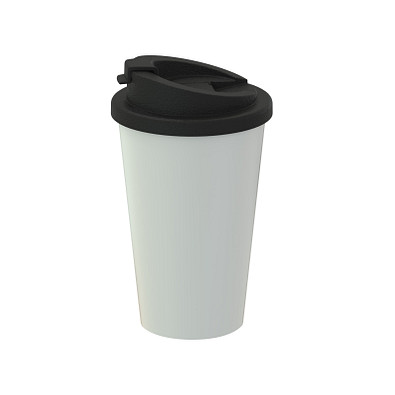 Kaffeebecher Premium Deluxe, 350 ml, weiß/schwarz