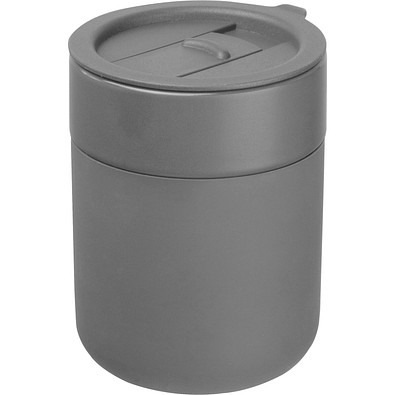 Keramiktrinkbecher mit Silikonhülle, 340ml , silbergrau