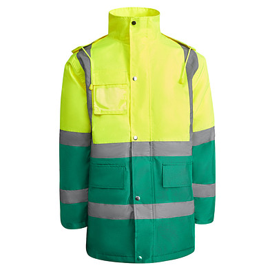 Kombinierter, gesteppter Parka Merak mit High Visibility, XL, garden green/fluor yellow