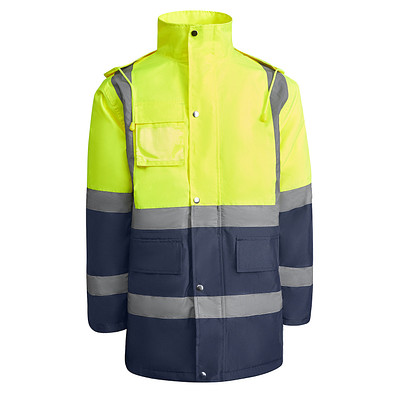 Kombinierter, gesteppter Parka Merak mit High Visibility, XL, navy/fluor yellow