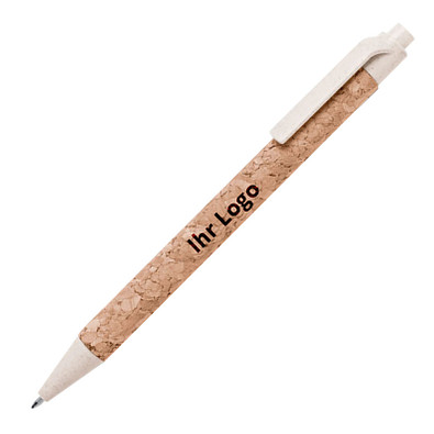 Druckkugelschreiber Montado aus Kork und Weizenstroh, blaue Mine, beige Druckkugelschreiber Montado aus Kork und Weizenstroh, blaue Mine, beige