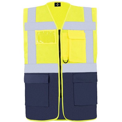 Korntex® Comfort Warnweste Hamburg, Multifunktional, L, Signal-Gelb / Marineblau