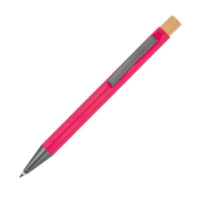 Kugelschreiber aus recyceltem Aluminium mit Bambusdrücker  , pink