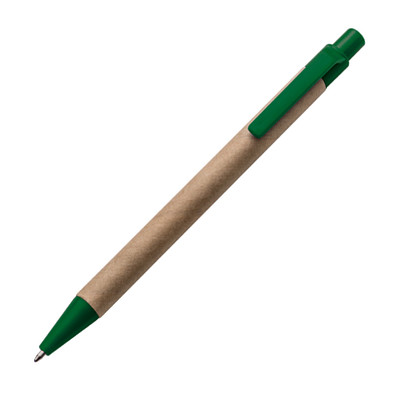 Druckkugelschreiber aus recyceltem Papier, blaue Mine, grün