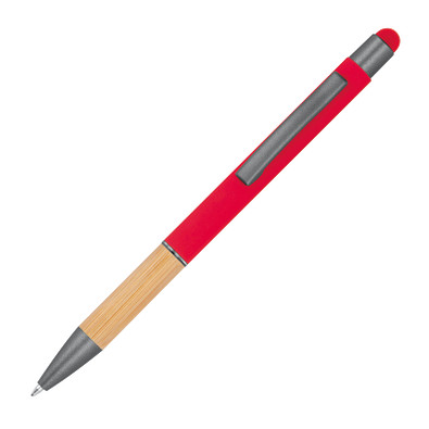 Kugelschreiber mit Griffzone aus Bambus, rot