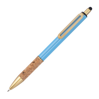 Kugelschreiber mit Korkgriffzone, hellblau