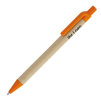 Druckkugelschreiber aus Papier, blaue Mine, orange