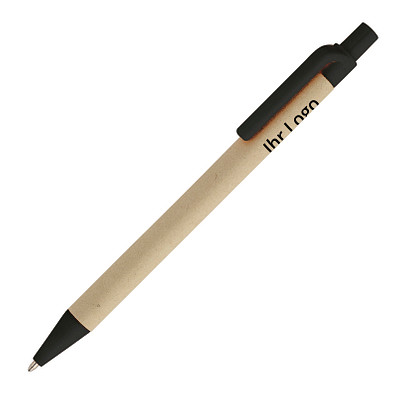 Druckkugelschreiber aus Papier, blaue Mine, schwarz
