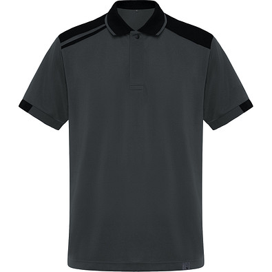 Kurzarm-Poloshirt Samurai in Farbkombination, M, bleigrau/schwarz