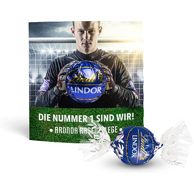 Lindt Lindor Kugel in Werbekartonage, 12,5 g, Schokolade Feinherb, Quadratform, inkl. Druck