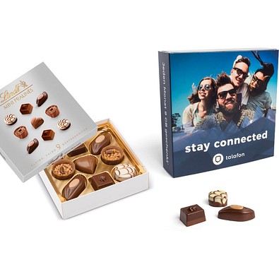 Lindt Mini Pralinés im Werbeschuber, 44 g, Silber, inkl. Druck