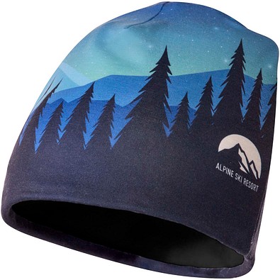 Loki Sublimation-Mütze aus RPET mit Fleece-Schicht, schwarz, L (26x21cm)