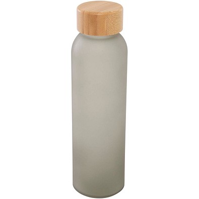 Lume 500 ml Flasche aus mattiertem Kalknatronglas mit Bambusdeckel, grau