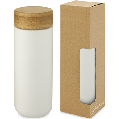 Lumi 300 ml Keramikbecher mit Bambusdeckel, weiß