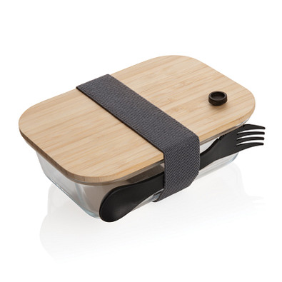 XD COLLECTION Lunch-Box aus Glas mit Bambusdeckel, transparent