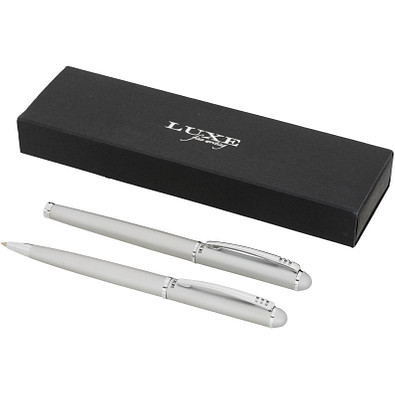 Luxe Kugelschreiber-Geschenkset, schwarze Mine, silber
