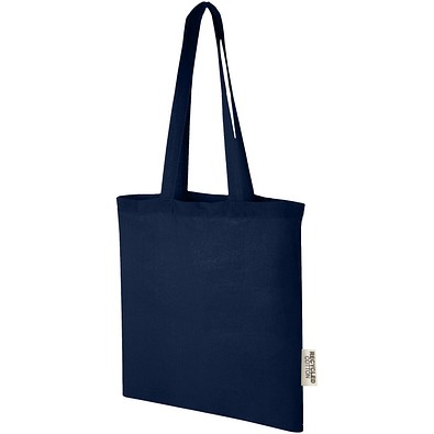 Madras 140 g/m² Baumwoll Tragetasche aus GRS recycelter Baumwolle, 7L, navy