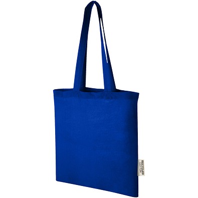 Madras 140 g/m² Baumwoll Tragetasche aus GRS recycelter Baumwolle, 7L, royalblau