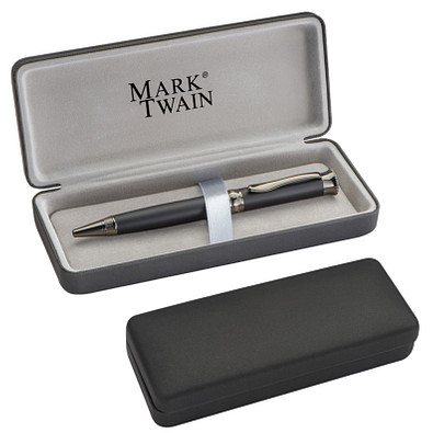 Mark Twain Metall-Kugelschreiber, blaue Mine, dunkelgrau