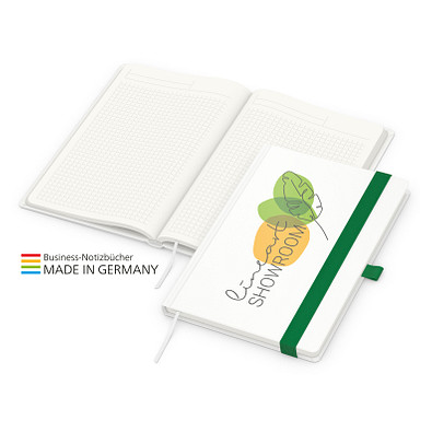 Geiger-Notes Match-Book green+blue Notizbuch A5 Cover-Star Recycling-Matt, inkl. Druck auf Einband, grün