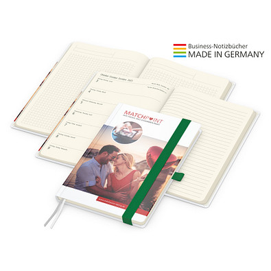 Geiger-Notes Match-Hybrid A5 Creme Bestseller, gloss, inkl. Digitaldruck, Band grün