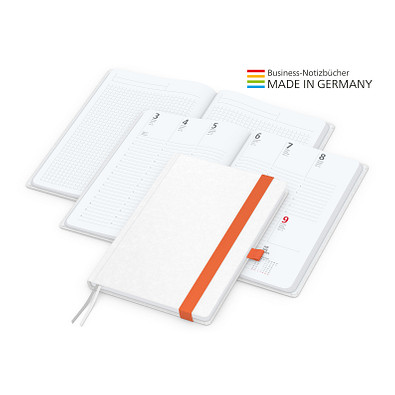Geiger-Notes Match-Hybrid White Bestseller Notizbuch A5, Natura, inkl. Druck, orange