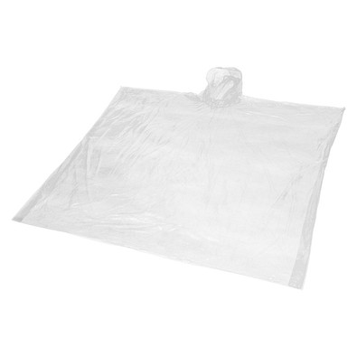 Mayan Regenponcho mit Aufbewahrungstasche aus recyceltem Kunststoff, weiss