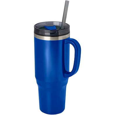 Melbourne 1200 ml RCS-zertifizierter Isolierbecher mit Strohhalm, royalblau