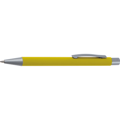 LANCE® Softtouch Metallkugelschreiber Abu-Dhabi, Beschläge silber matt, blaue Mine, gelb
