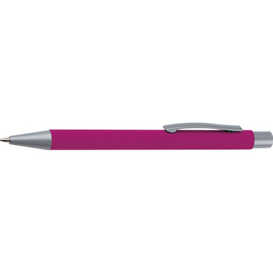 LANCE® Softtouch Metallkugelschreiber Abu-Dhabi, Beschläge silber matt, blaue Mine, pink