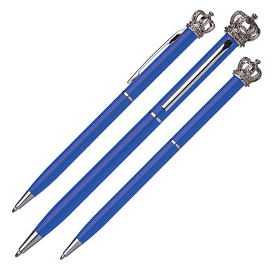 Metall-Drehkugelschreiber Crown, blaue Mine, Blau
