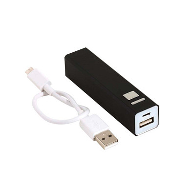 Metall-Ladegerät Powerbank, 2.200 mAh, schwarz